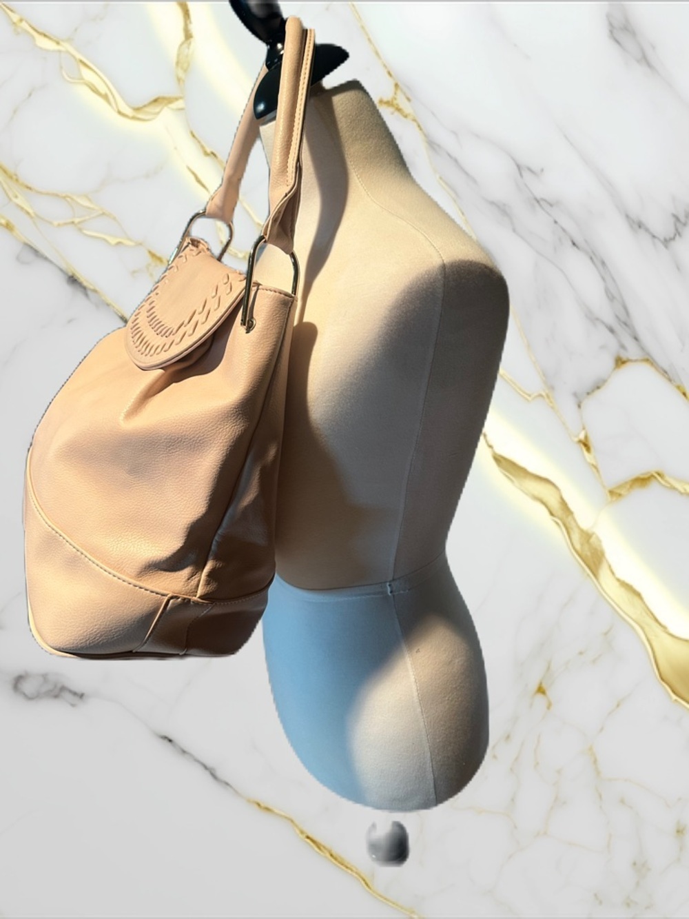 Women's Cream Hobo Handbag - Soft Leather Shoulder Bag